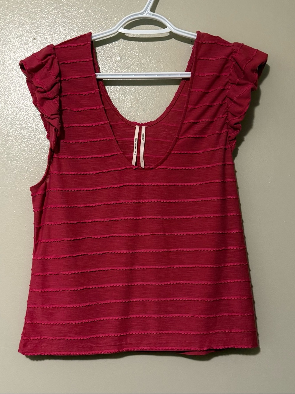 Anthropologie Pink Ruffle Sleeve Tank